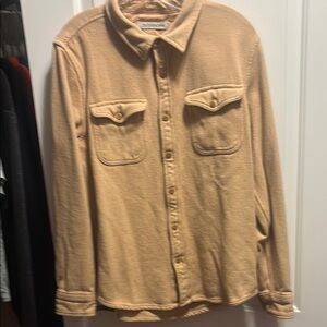 Outerknown Tan Lightweight Shirt Jacket with Flannel Texture